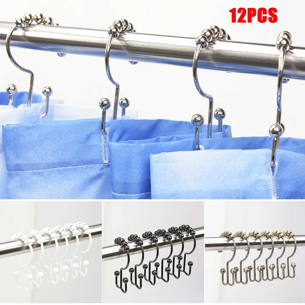 Набор из 12 крючков премиум класса для ванной комнаты занавески душа и