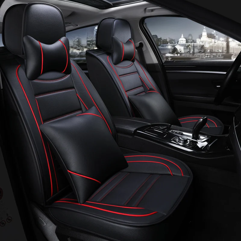 Полностью Покрытые эко кожаные автомобильные чехлы для сидений из искусственной