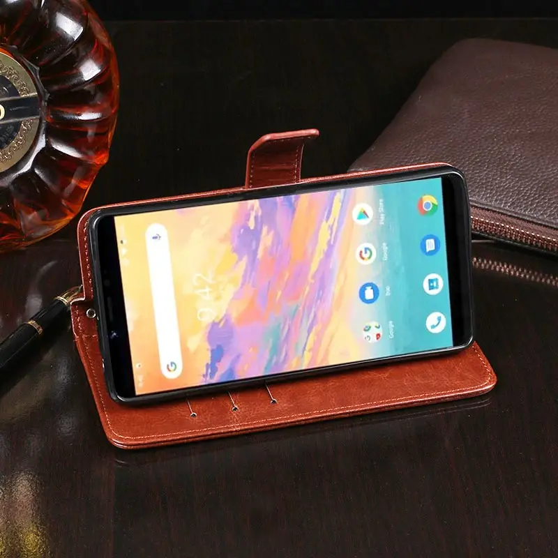 Чехол книжка для Umidigi A3S деловой кожаный чехол бумажник телефона чехлы со слотом