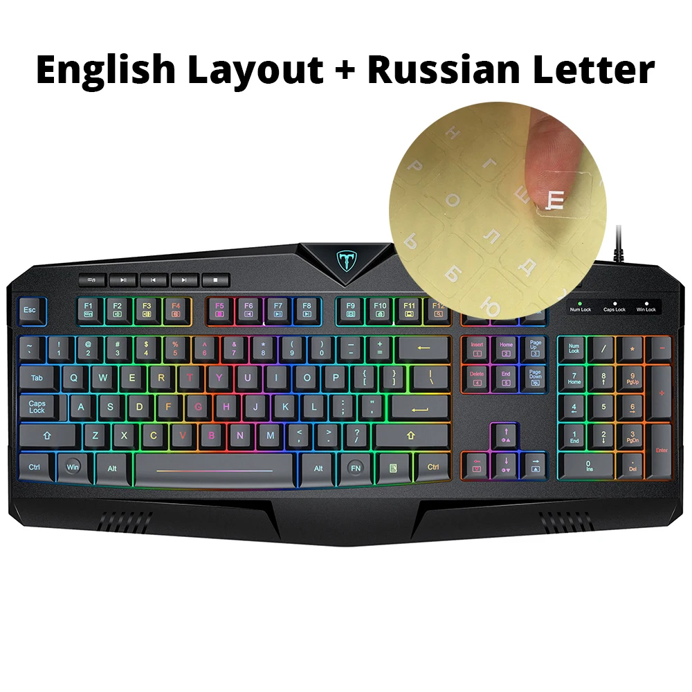 EN Add RU Letter VicTsing PC232 игровая клавиатура 112 клавиш Проводная Механическая клавиатура RGB светильник с защитой от привидения английская клавиатура для портативных ПК - Цвет: EN Add RU Letter