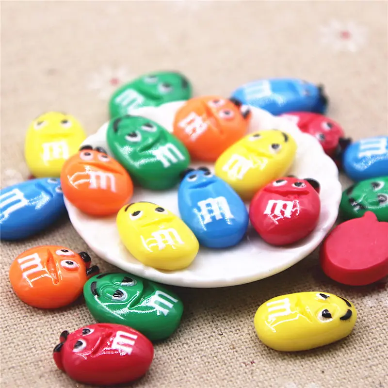 Кавайные кабошоны из смолы M в форме бобов 20 шт. шоколадные конфеты с плоской