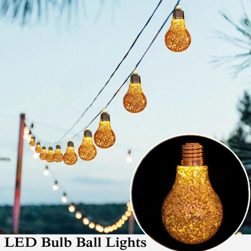 LED Bulb Ball Fairy Lights Shiny Garland String Light Lighting for Christmas Wedding Party Home Garden Decoration Lamp Outdoor
