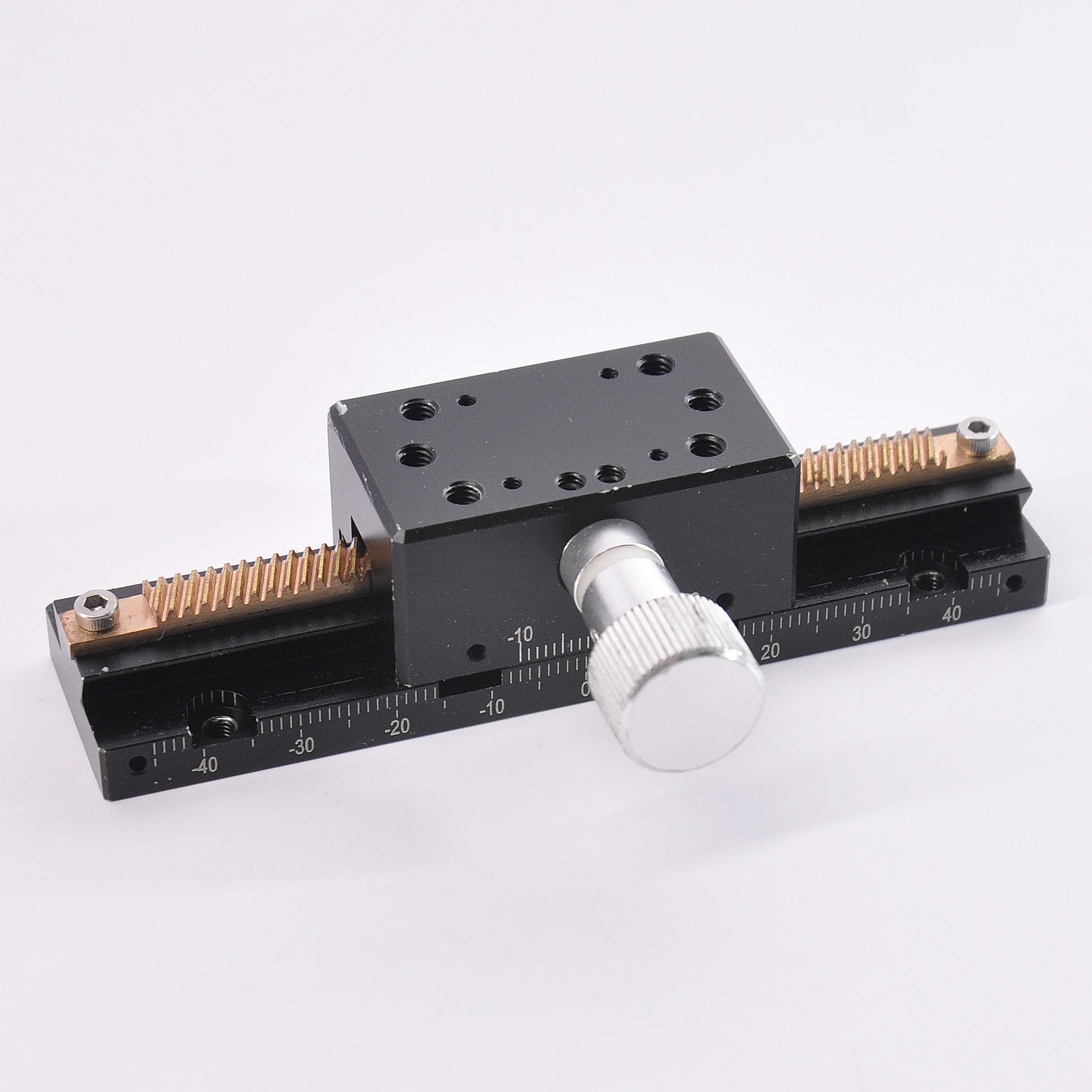 

X-axis manual sliding table High precision dovetail groove rack and pinion lengthened table size 25*42mm stroke ±40mm