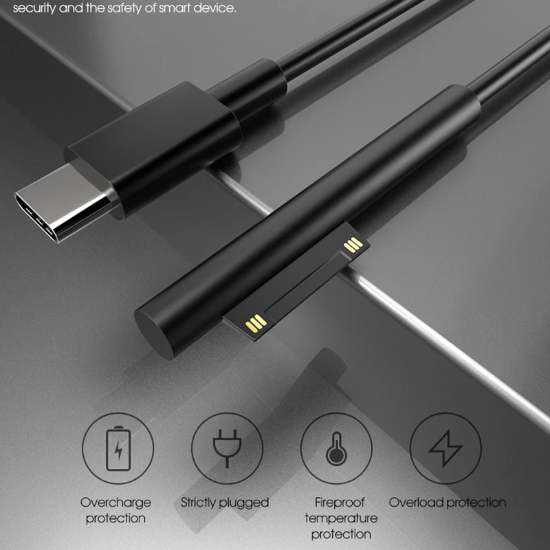 USB TYPE C PD зарядный кабель для Microsoft Surface Pro 7/6/5/4/3 Go Book Tablet совместимый с зарядным