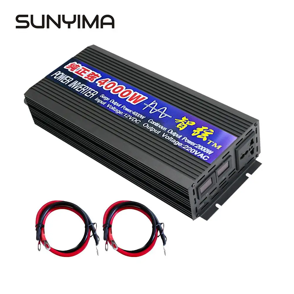 SUNYIMA 4000 Вт DC12V/24 В/48 В к ac220в Чистая синусоида Инвертор двойной цифровой дисплей конвертер для бытовой преобразователь питания