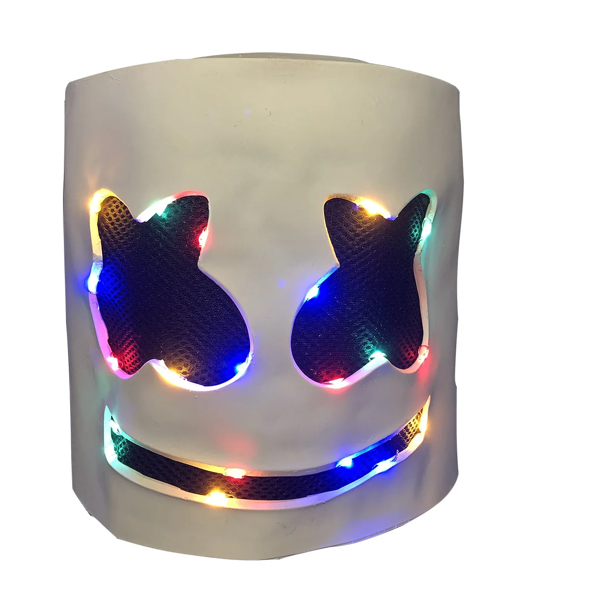 

Halloween Cosplay LEDmask Marshmallow Cos Electric Syllable DJ Marshmello with The Same Head-set Halloween Live Performance Mask