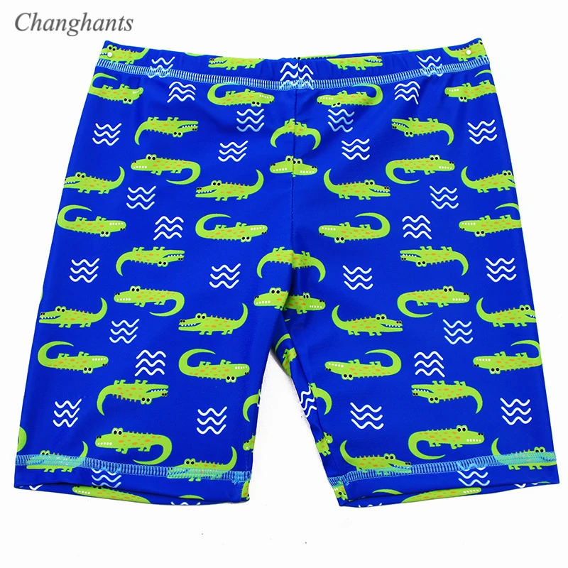 

1-7 Y Boys Rash Guards Blue Patchwork Crocodile Children Short Sleeve Swimwear Baby 2 Piece Swimsuit Surf Suit Swim Cap