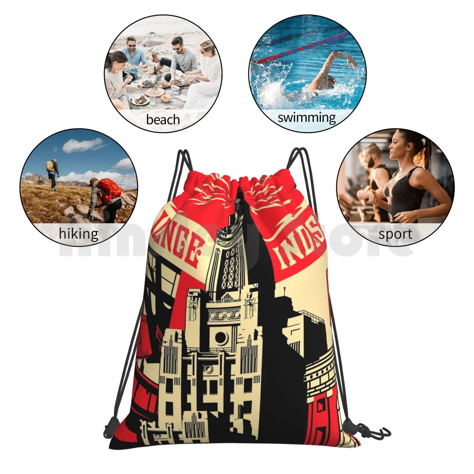 

Shepard Fairey Providence Industrial Backpack Drawstring Bags Gym Bag Waterproof Landscape Cool Love Beautiful Handsome