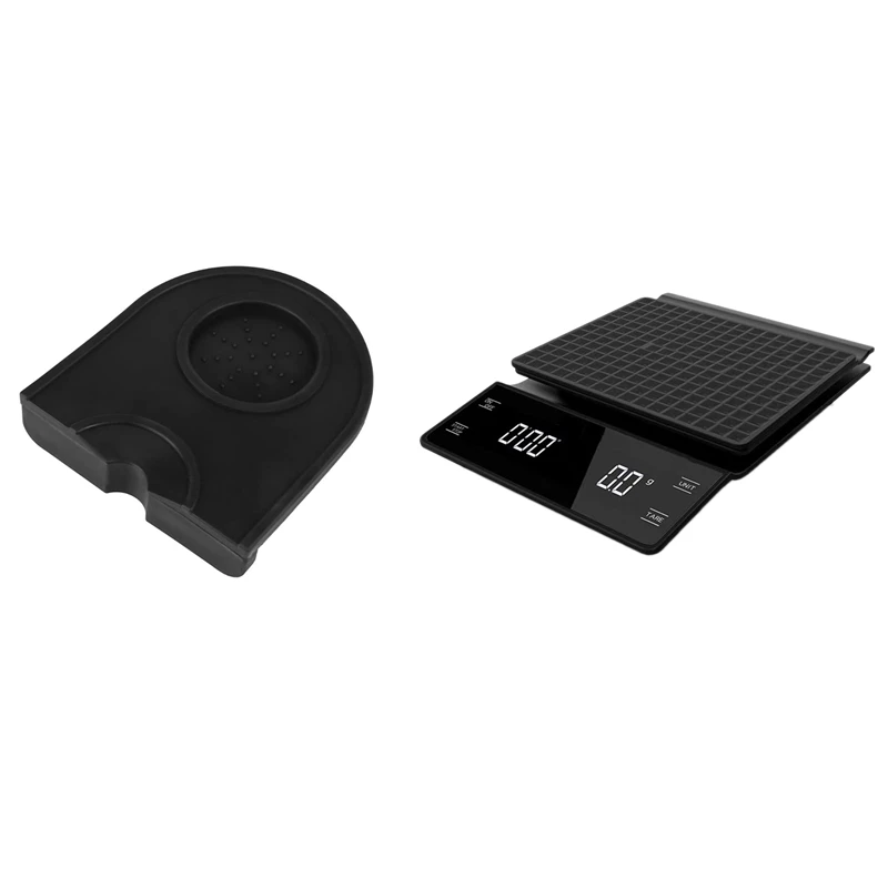 

Electronic Coffee Hand Punch Bar Counter Scale 3KG/0.1G With Silicone Coffee Tamp Mat, Coffee Tampering Corner Mat