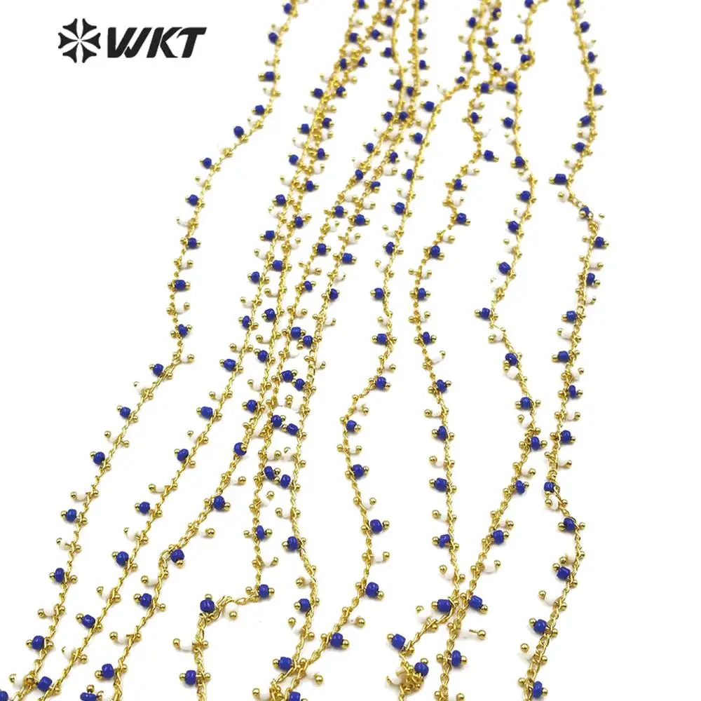 WT-RBC127 WKT многоцветные сине-белые Кристальные бусины позолоченные гальванические