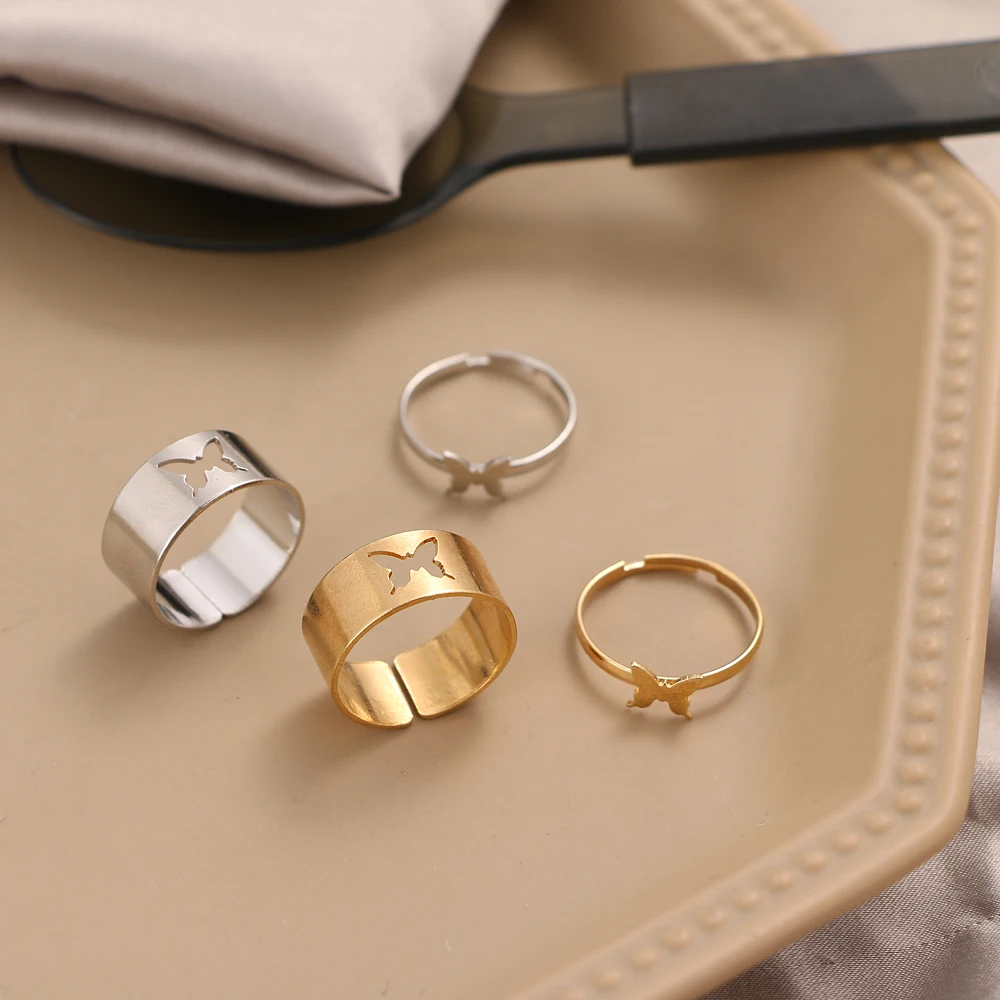 

ZOVOLI Trendy Gold Butterfly Rings For Women Men Lover Couple Rings Set Friendship Engagement Wedding Open Rings 2021 Jewelry