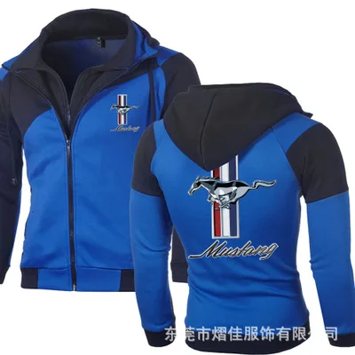 

2021 New Brand Men Zipper Black Blue for Mustang hoodie Motocross men hoodie sweatshirts Men casual Zipper hoodie