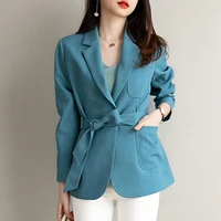 korean version of the solid color short suit jacket women 2021 spring new casual long sleeved suit jacket solid casual