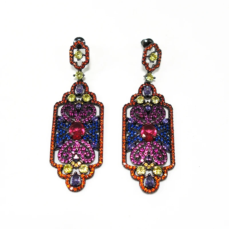 

Lovely Luxury Square geometry Dangle Earrings For Women Wedding Party Bridal Earrings boucle d'oreille femme