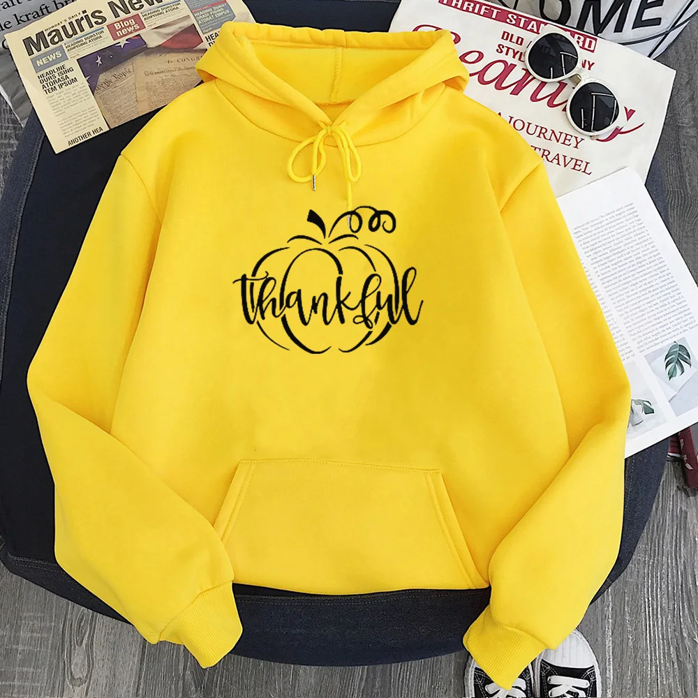 

Thankful Oversized Hoodie Fall 2020 Women Clothing Thanksgiving Pink Tops Casual Girls Top Thankful Pumpkin Sweatshirt