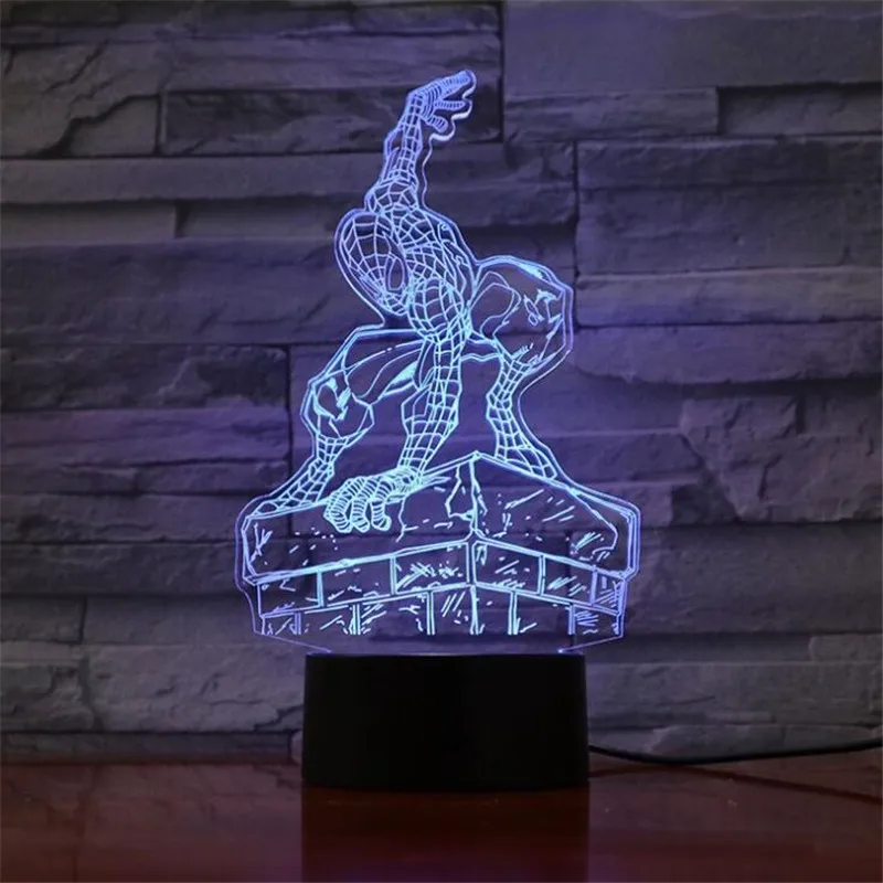 Spider-Man Night Light Marvel LED Lamp The Avengers Decoration Lampara 3D Lights Home Lighting Kids Baby Gift Lampe - купить по