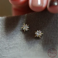 925 sterling silver mini zircon star earrings for women korean 14k gold plated wedding jewelry accessories