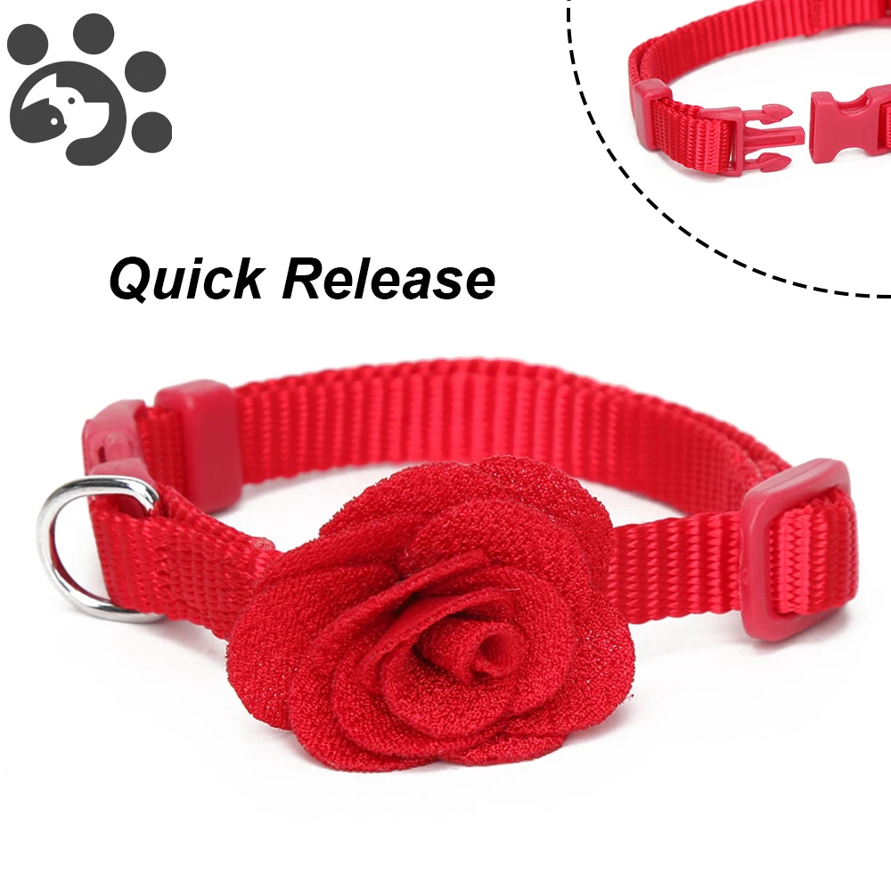 

Red Cat Collar for Small Dogs Kitten Breakaway Adjustable Pet Collars Cute Flower Necklace Red Collar Chihuahua Pet MP0034