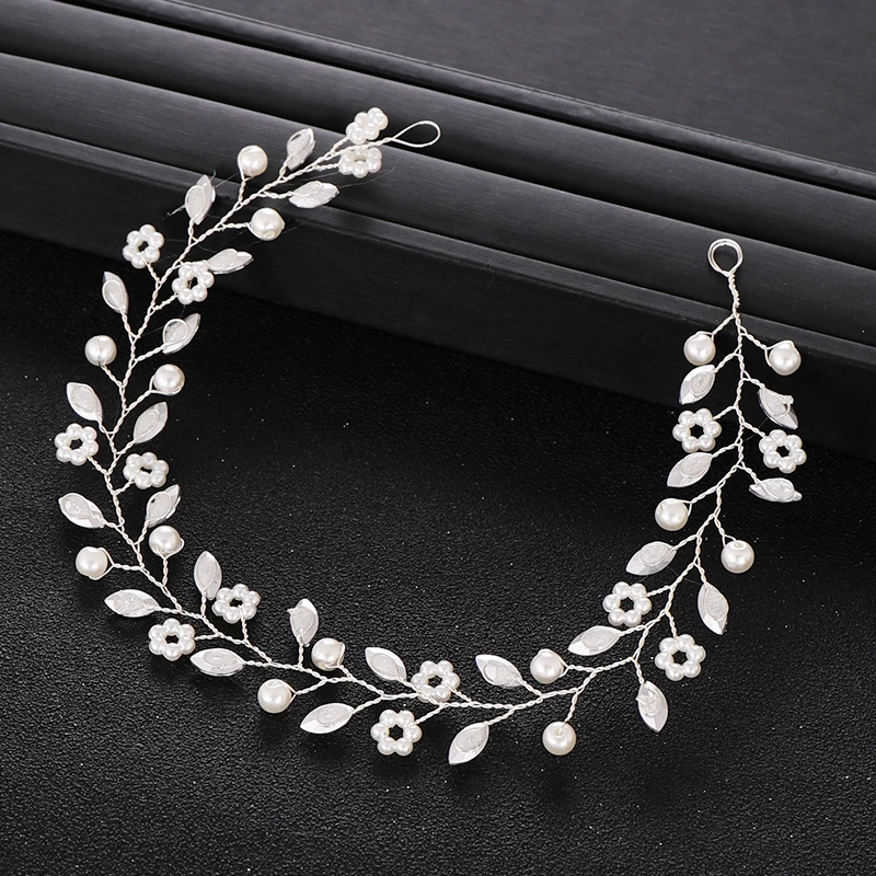 Ручная работа серебряный цвет кристалл жемчуг свадебные ободки свадебный