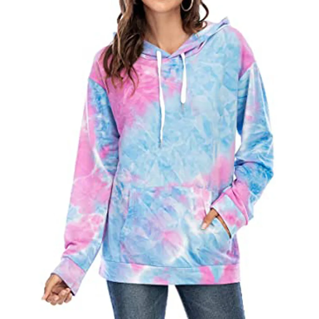 Женские толстовки с принтом в виде галстука красителя moletom размера плюс худи