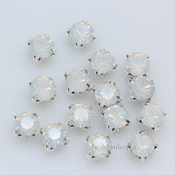 white opal 100p 3 мм цвет шить на кристалл стеклянные стразы со стразами идеально сочетаются с нарядным ювелирные изделия серебро чашка коготь Montees с 4 отверстиями камень для пришивания бусины для рукоделия, одежда - Цвет: white opal