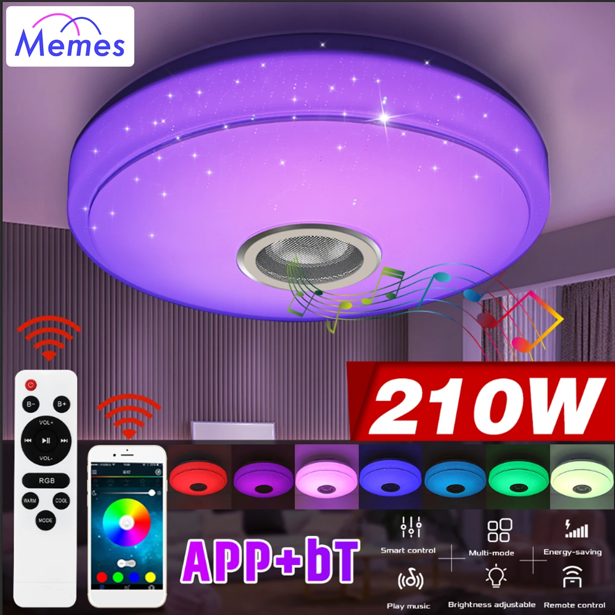 

210W Modern RGB LED Ceiling Lights APP bluetooth Music Light Fixture Smart Lamp Bedroom Kitchen Home Living Room Decoration