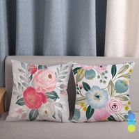 bucolic style print floral cushion cover flower birds pink blue throw decorative pillows case for sofa car farmhouse home couch