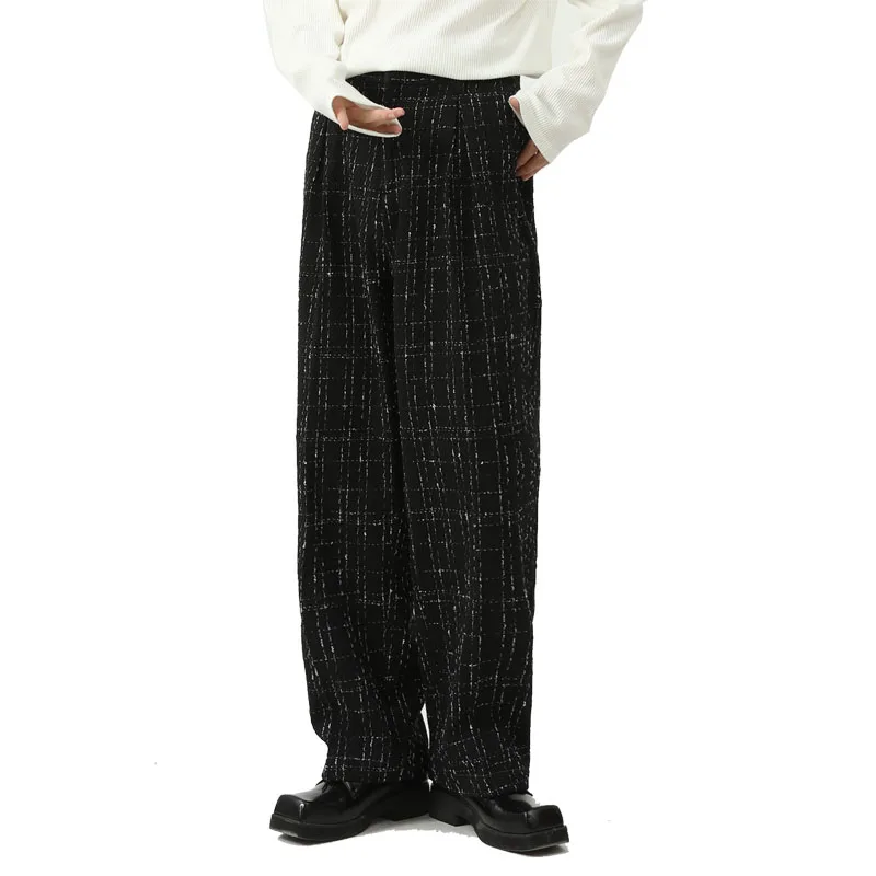

Autumn Winter Thick Wool Pant Men Vintage Fashion Loose Casual Korean Style Simple Straight Trousers Man Pants