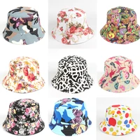2021 new fashion summer women flower printed fisherman caps panama bucket hat for men reversible gorro pescador