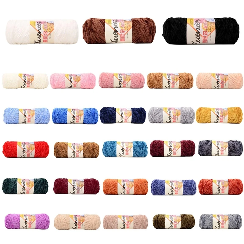 

100g Chenille Velvet Yarn Soft Wram Solid Color Hand-Knitted Thick Crochet Thread for DIY Craft Scarf Sweater Blanket Drop Ship