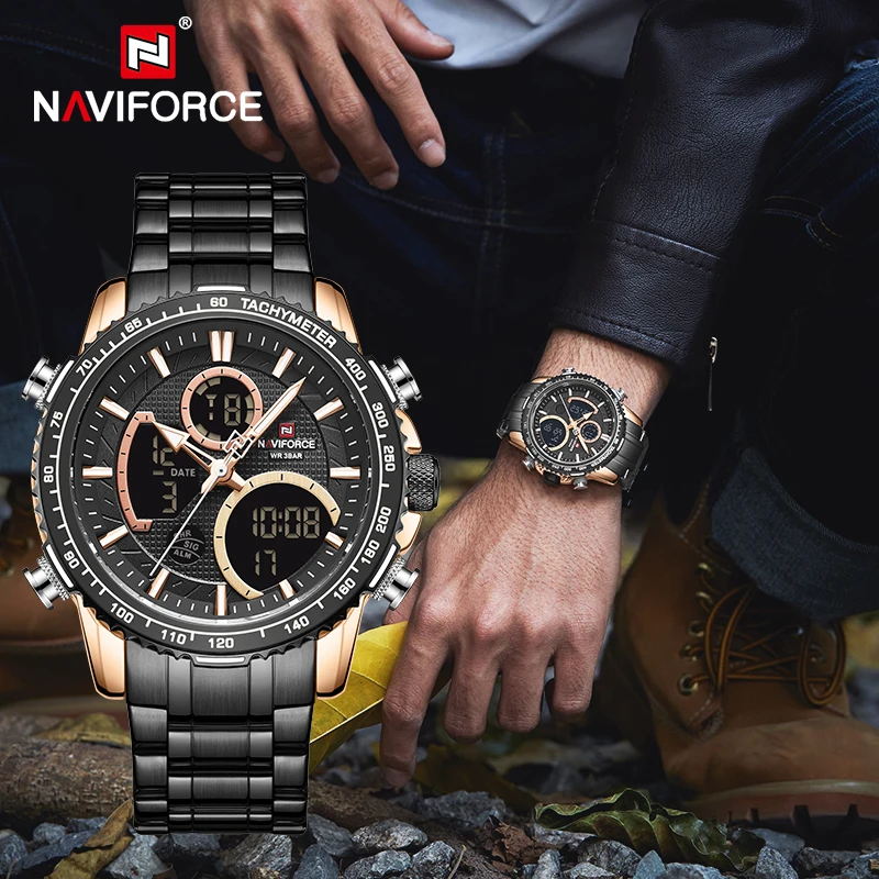 

NAVIFORCE Men Watch Luxury Brand Digital Sports Watches Mens Quartz Wristwatch Male Luminous Waterproof Clock Relogio Masculino