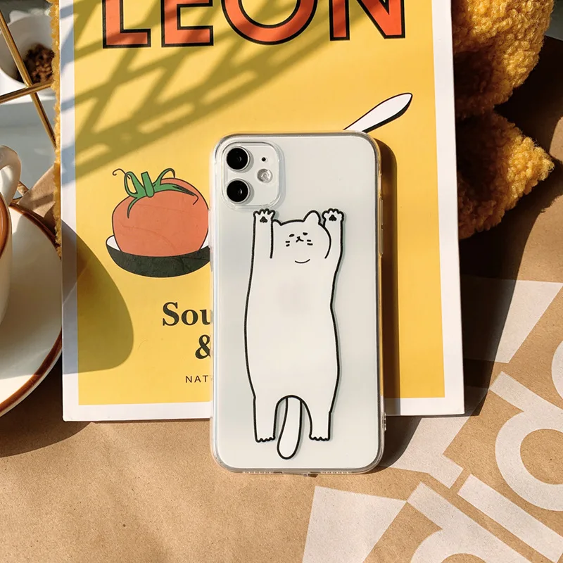 

Cute Cartoon Animal Cat Cover Case For iPhone 12 Pro 12 Mini 11 Pro Max SE 2020 7 8 7Plus 8Plus XR X XS MAX