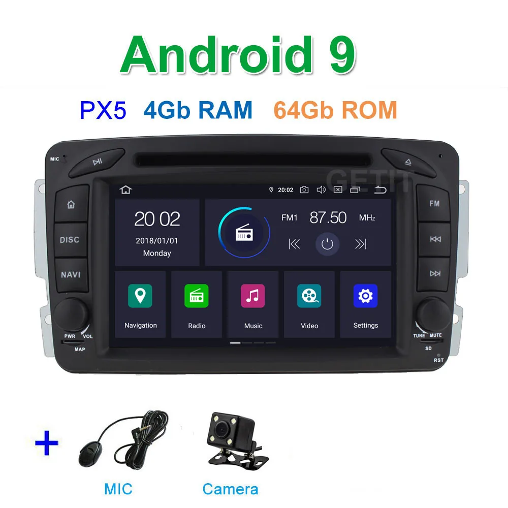 PX5 4G CAMERA DSP 64G PX6 Android 9,0 автомобильный DVD мультимедиа радио gps для Mercedes Benz CLK W209 W203 W463 W208 Wifi Bluetooth стерео аудио - Цвет: PX5 4G CAMERA