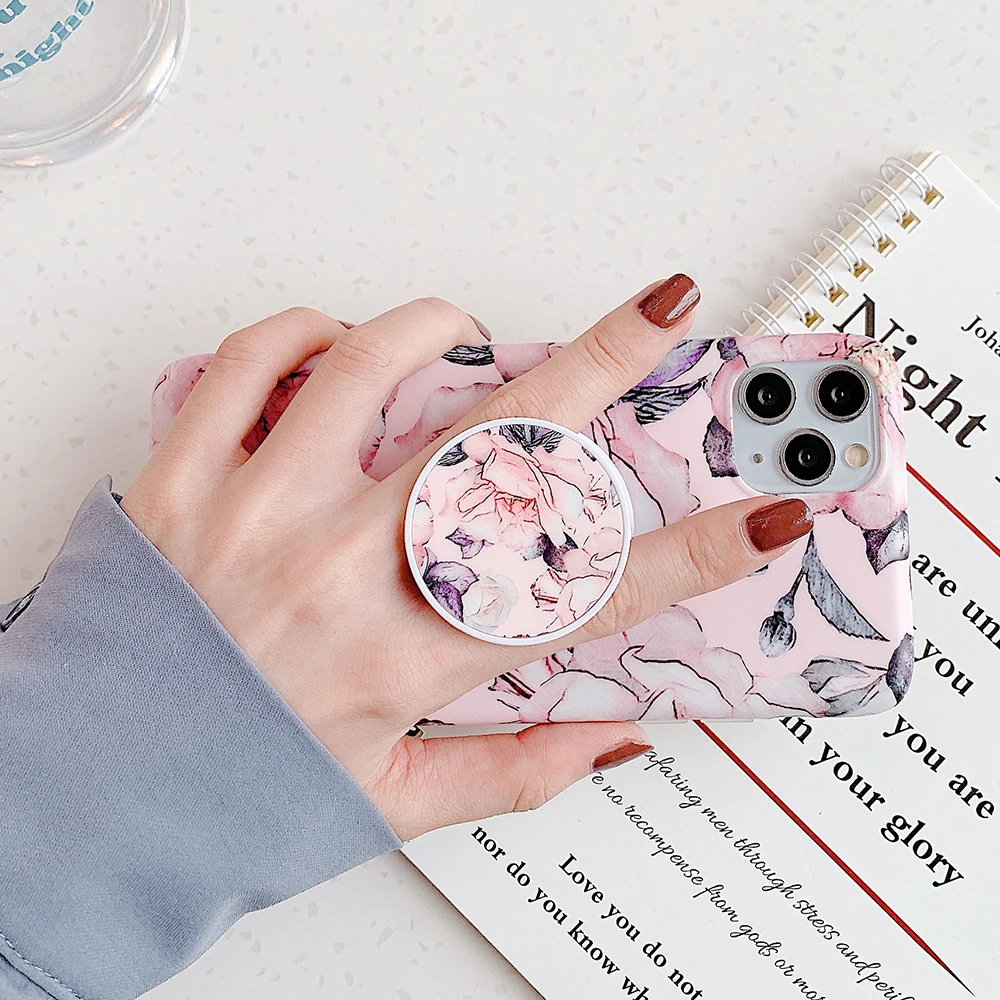 Чехол для телефона в стиле ретро с цветами и держателем iPhone 12 Mini 11 Pro Max XR XS 7 8 Plus