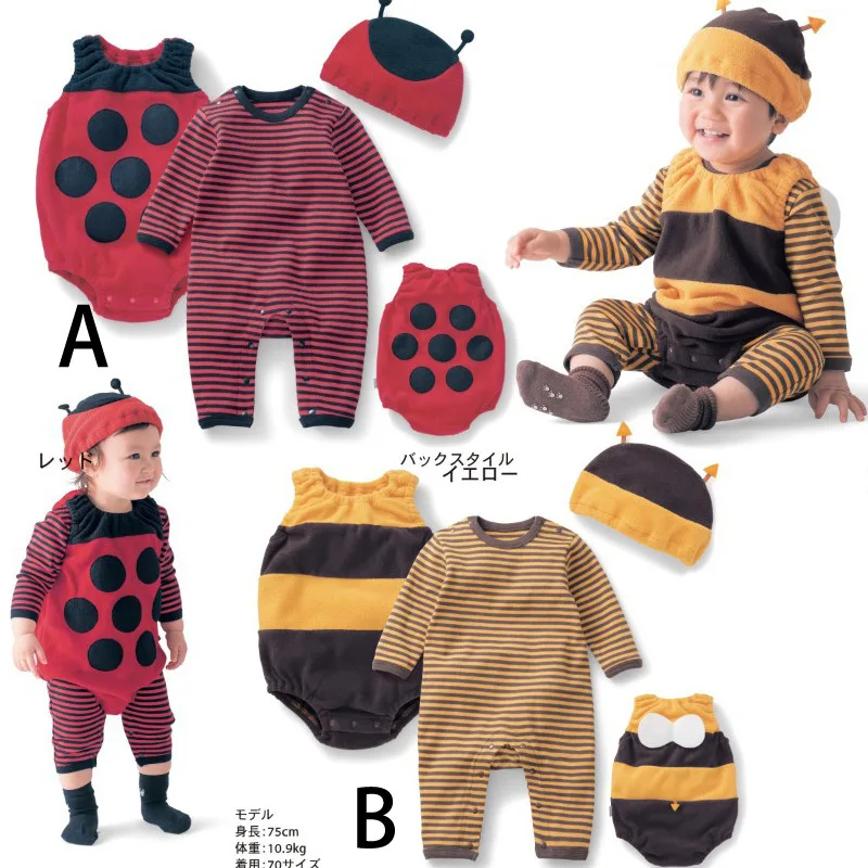 

spring autumn infant boys girls clothing sets cotton cartoon baby jumpsuit+cute bodysuits+hats newborn clothes 3pcs suits BC1042