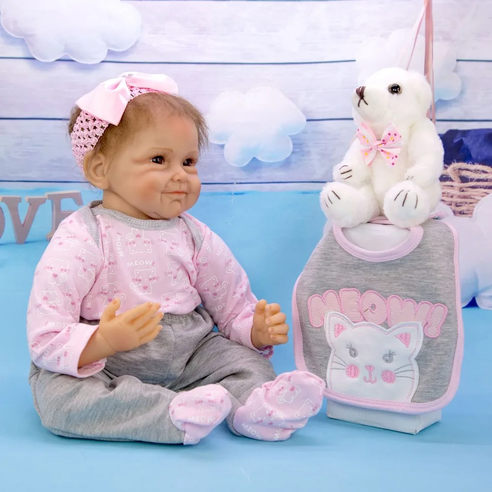 NPK 55 см мягкие силиконовые Новорожденные bebe Возрожденные куклы-Младенцы живые куклы 22 дюймов реалистичные настоящие куклы для девочек для детей Рождественский подарок