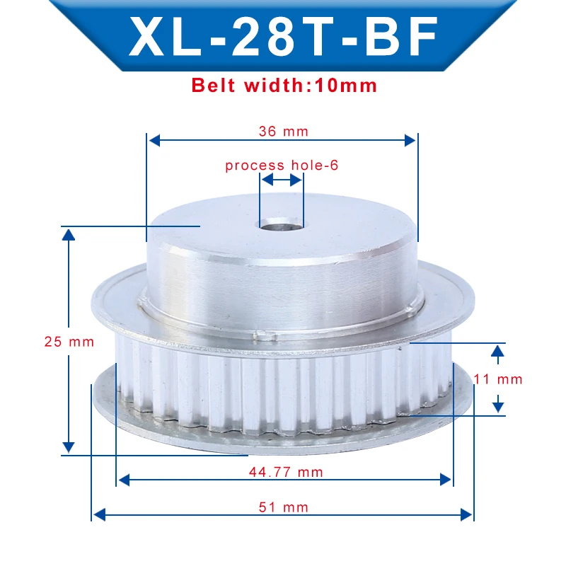 Шкив ГРМ XL-28T алюминиевый материал отверстие для ремня 6 мм ширина паза 11