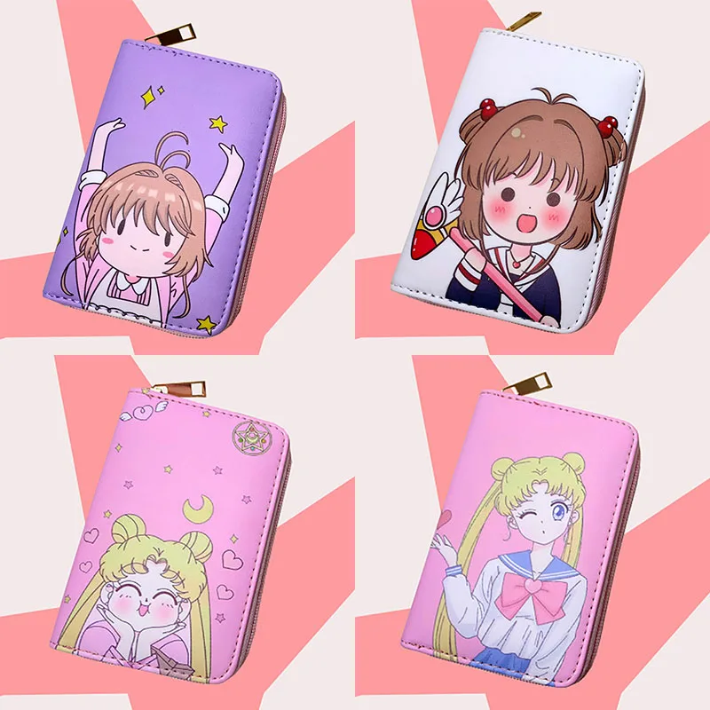 

Fashion Anime Purse Sailor Moon Women Short Wallets Female Card Holder Purses Girls Small Zipper Wallet with Coin Purses