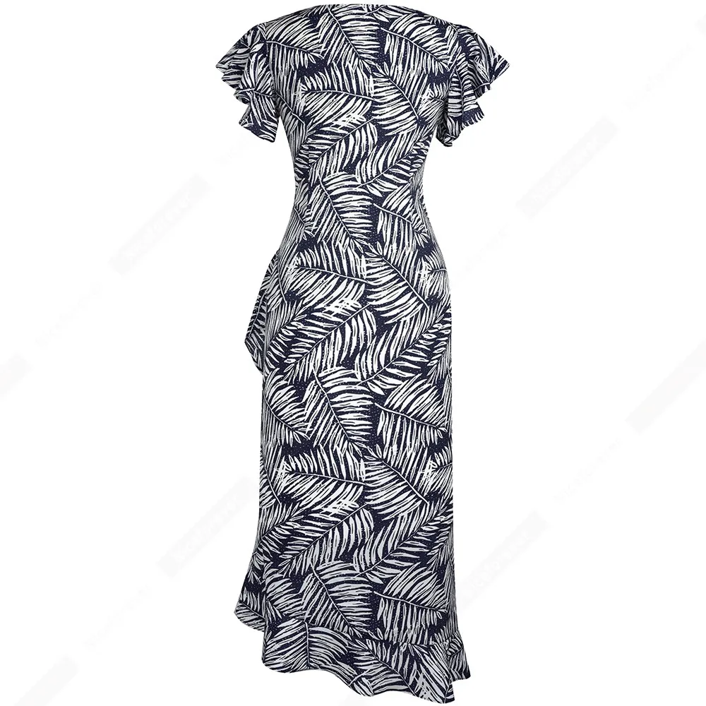 Новое повседневное летнее платье с v образным вырезом и рукавом бабочкой