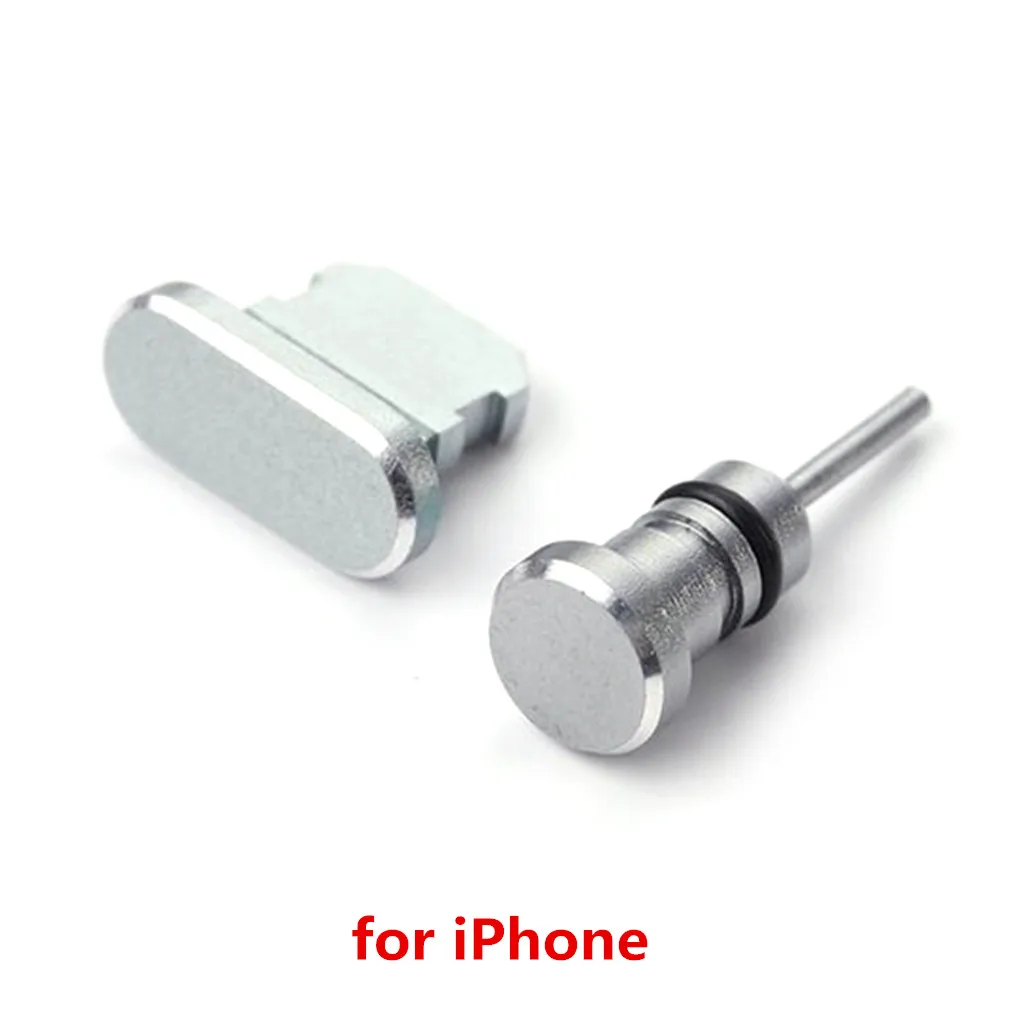 NO.2 for iPhone 2 шт металлический зарядный порт+ 3,5 мм разъем для наушников Пылезащитная заглушка Замена для Android для iPhone для мобильного телефона type-C - Цвет: NO.2 for iPhone