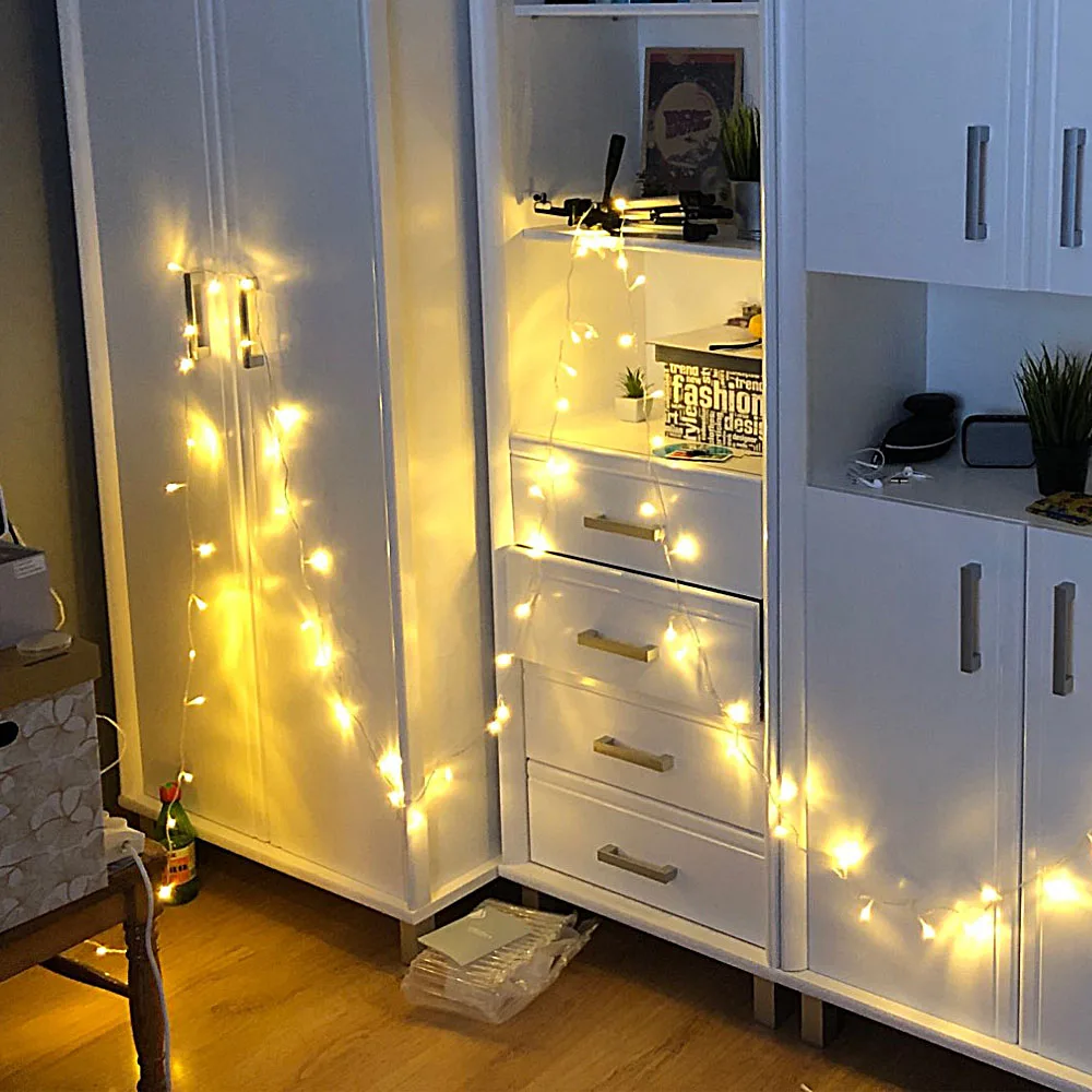 

10 Meters 100 LED Bulbs String Lights 220V EU Plug Christmas Tree Fairy Garland Lamp Holiday Decorations For Home Garden Outdoor