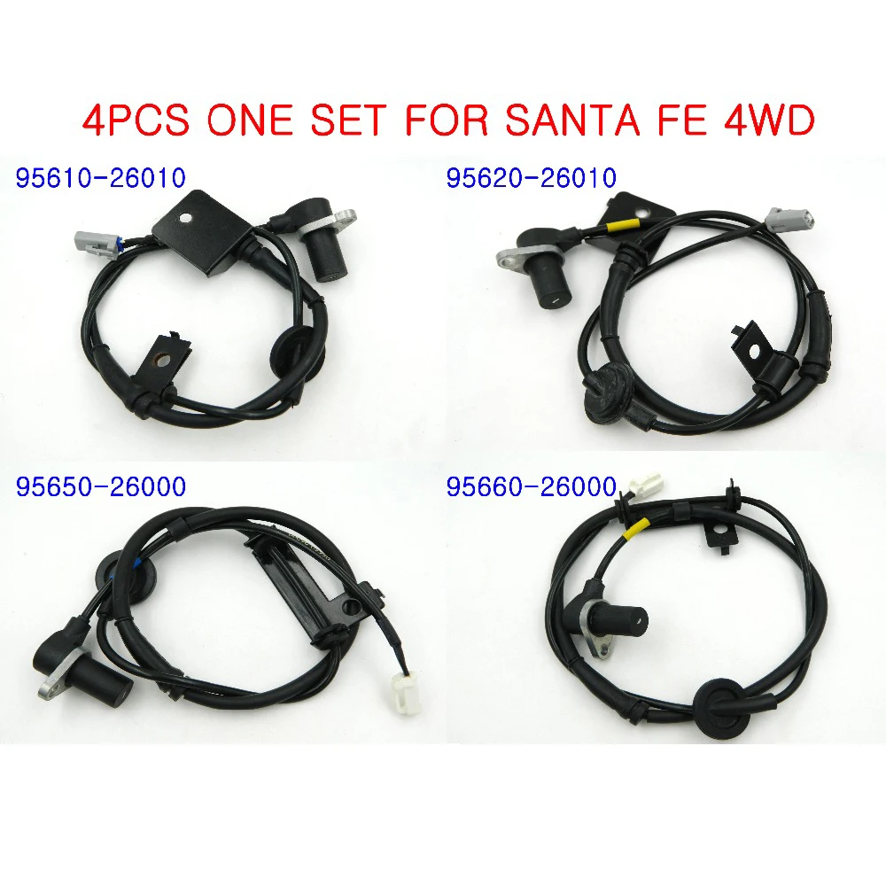 Один комплект 4 шт. ABS Датчик скорости колеса подходит для 01 06 Hyundai Santa Fe 4WD 95620 26010 95610