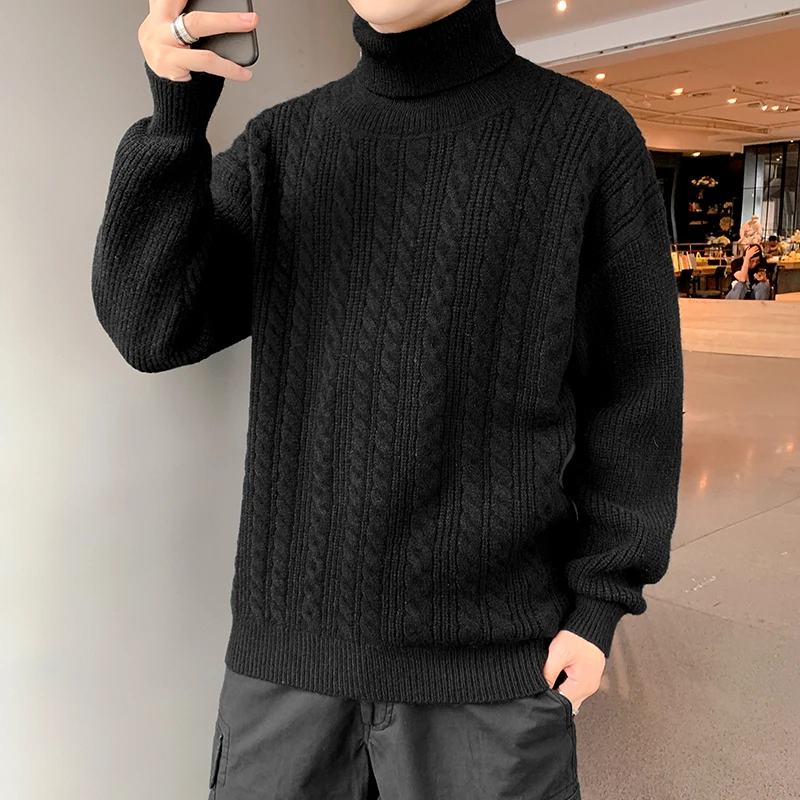 

Men's Turtleneck Sweater Loose 2021 Autumn and Winter Thickening Trend Inner Base Knitting Sweater