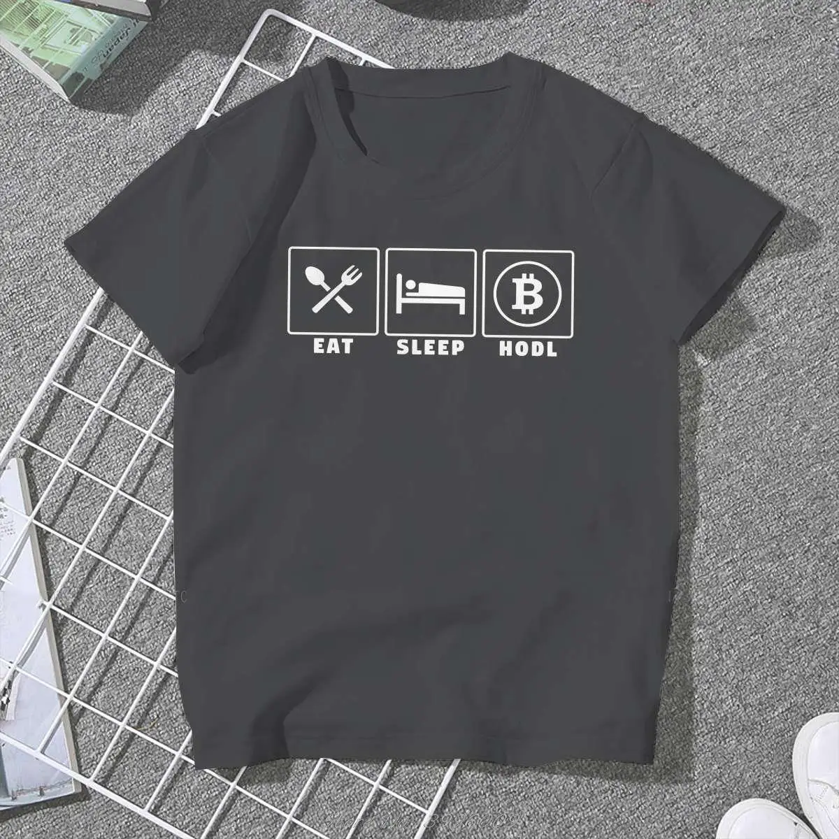 

Eat Sleep Hodl Women Clothing Bitcion Sign Art Graphic Men Tshirts Vintage Graphic Loose Tops Tee Kawaii Girls Streetwear