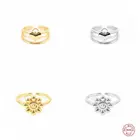 VINY 925 Серебряные корейские Золотыесеребряные кольца в форме сердцацветка для женщин и девушек парные модные нестандартные Регулируемые кольца на палец ювелирные изделия