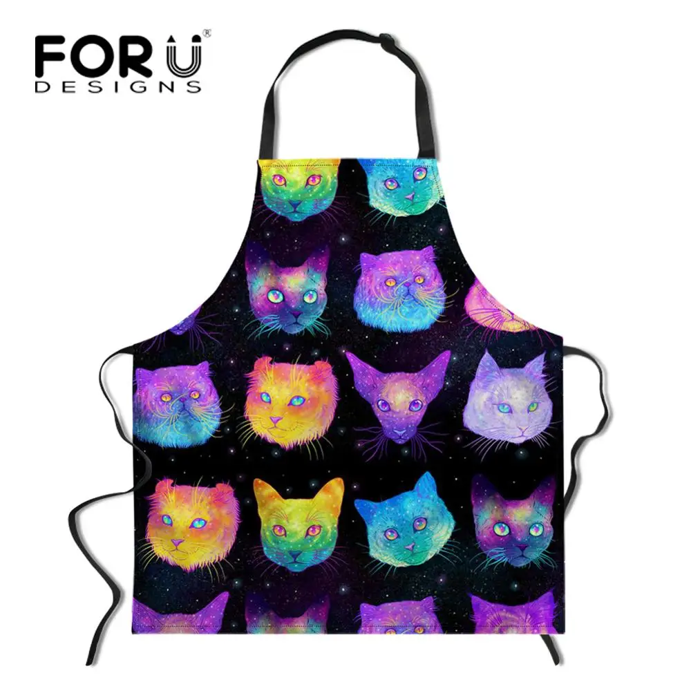 YY0633R FORUDESIGNS/Космический Galaxy Cat кухонный фартук в стиле унисекс Регулируемый поварский фартук без рукавов для приготовления барбекю - Цвет: YY0633R