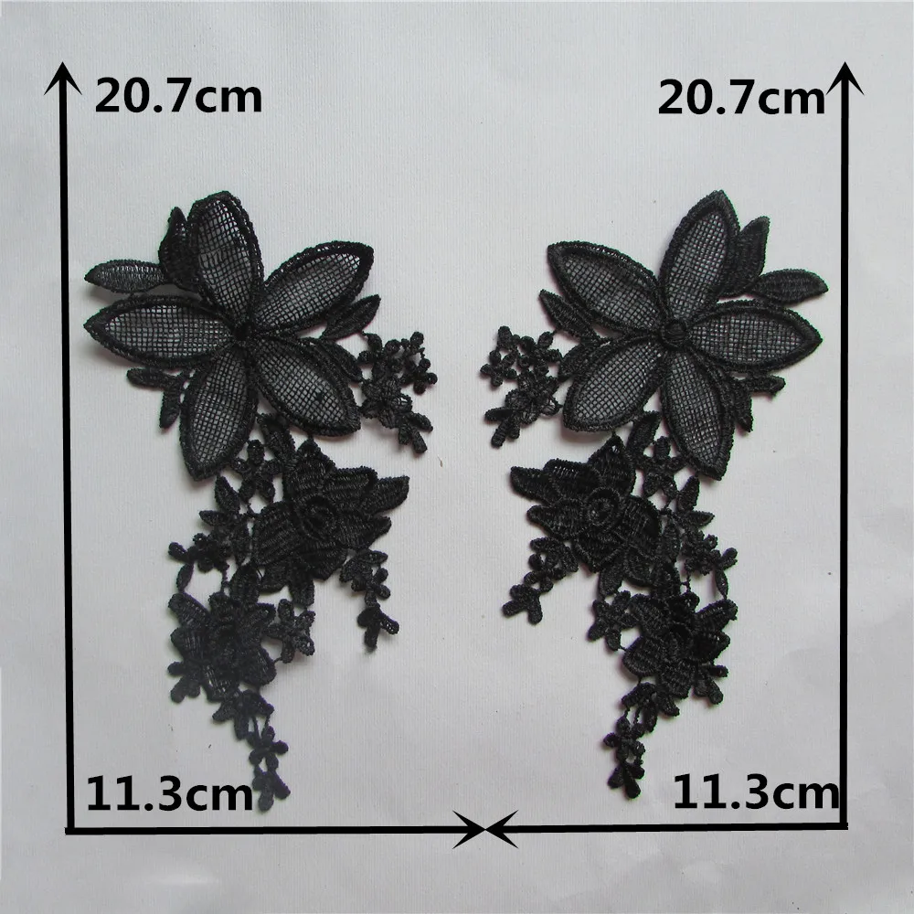 fashion style black Embroidered Lace Applique Embroidery Sewing on Patches Fabric Accessories YL258 a pair for sale | Дом и сад