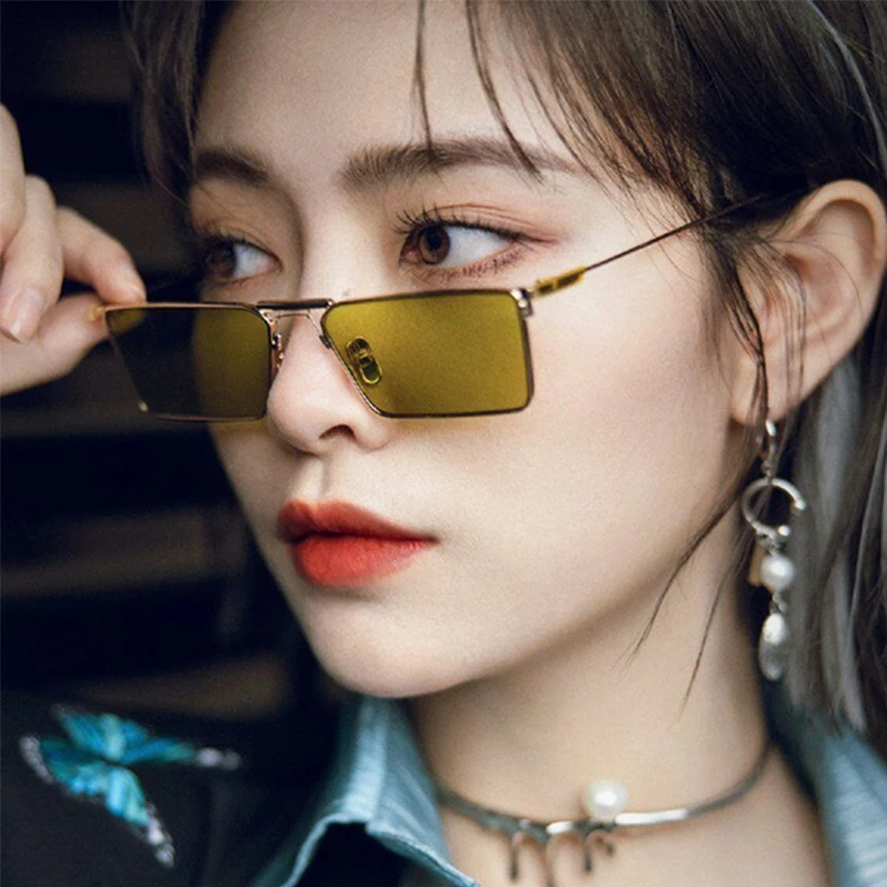 

Metal Frame Sunglasses Small Frame Net Red The Same Concave Shape Sunglasses Trend Gafas De Sol Cuadradas Pequeñas De Metal