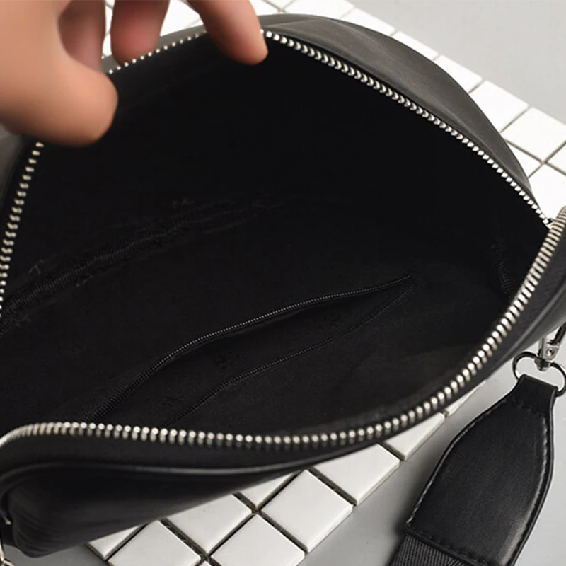 

Black Waist Bag Fashion Casual Zipper Shoulder Bags Chest Bag Large Capacity Messenger Bag