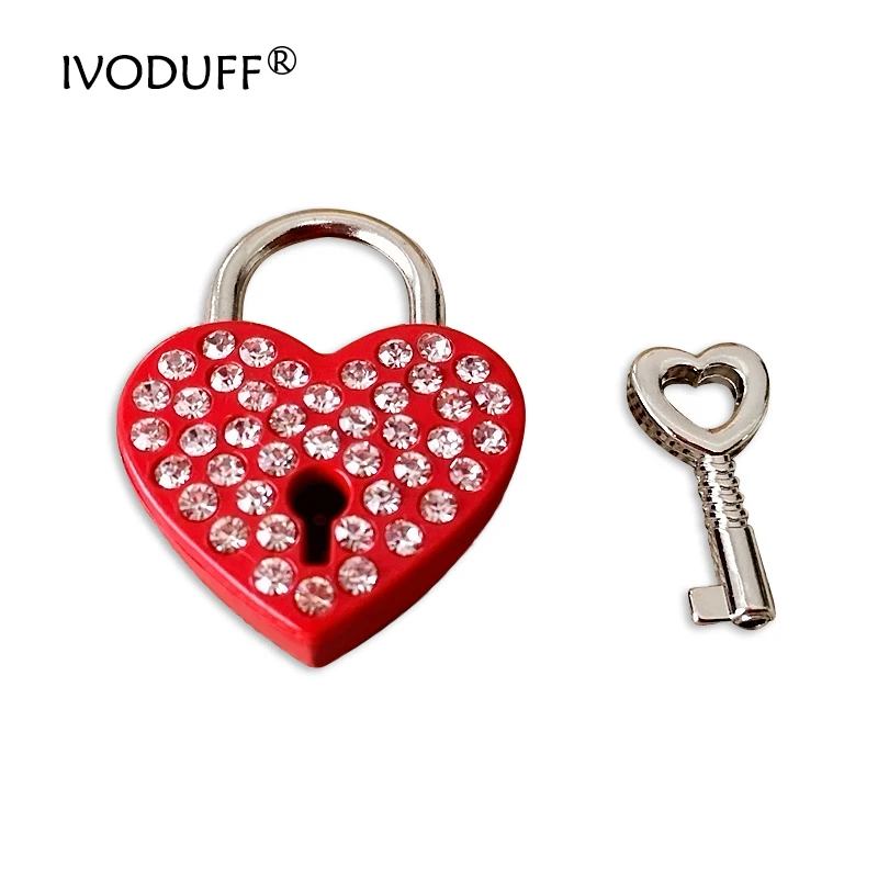 3 цвета Стразы с бриллиантами любовь сердце замок ключ для украшения багажа от AliExpress WW